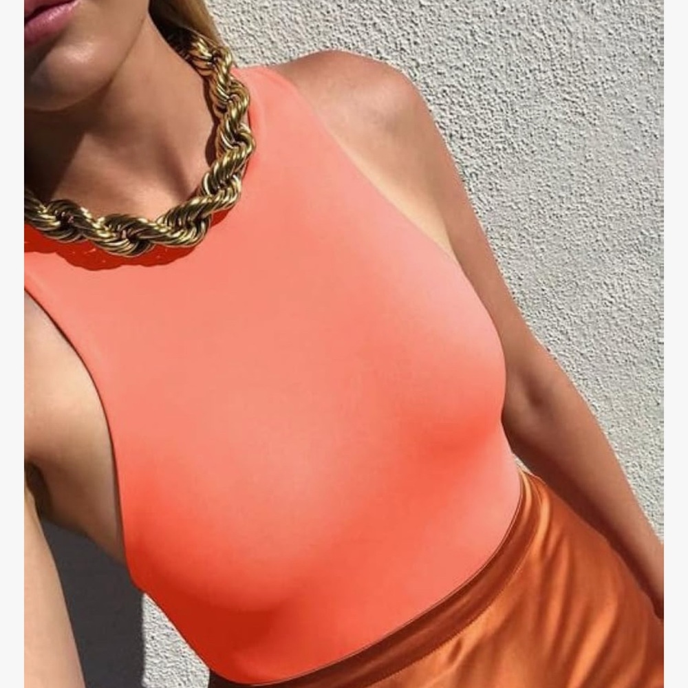 Women's Orange Sleeveless Top